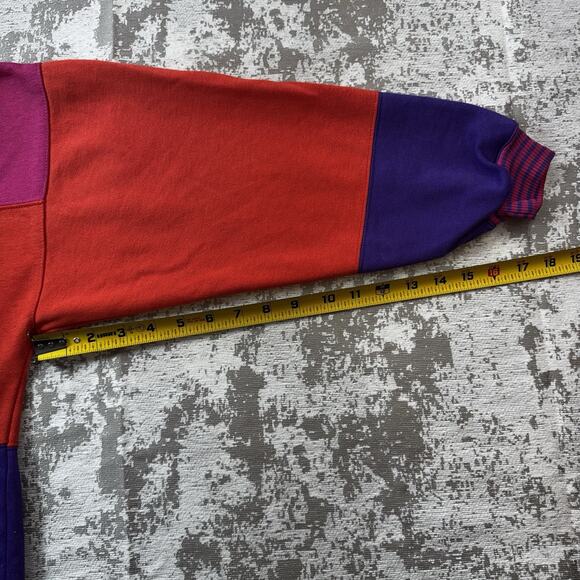 Vintage 90s Color Block Sweatshirt Pullover size Medium Pink Red Purple - Picture 5 of 11